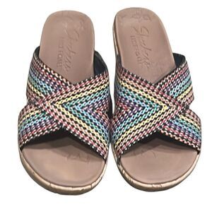 Sketchers Luxe Foam Women’s 7 Cork Rainbow Colors Sandals